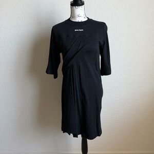 Palm Angle Black Logo Draped Dress Sz. S